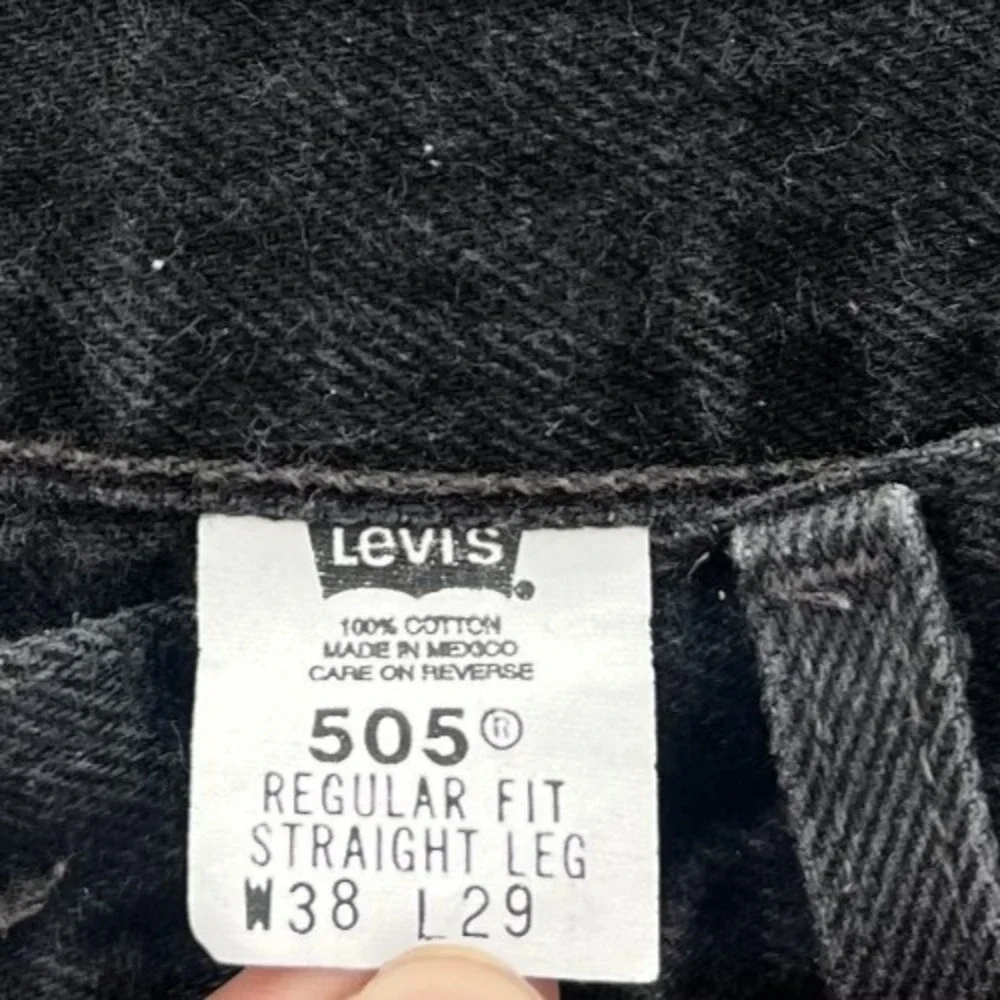Vintage Levis 505 Jeans Mens 38 x 29 Black Faded Grunge Straight Leg Y2K Skater